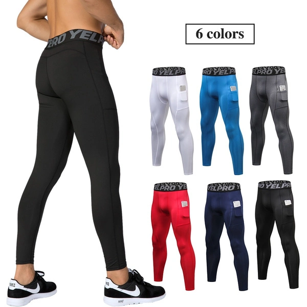 Men Fashion Pocket Pants Sports Leggings Compression Pants Jogging Running Fitness Exercise Gym Tights Trousers Sportswear Pocket Quick Dry Gym Wear