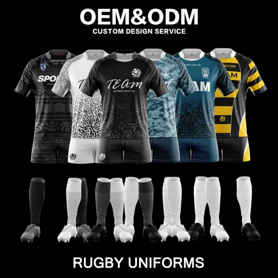 Sublimação personalizada 100% poliéster barato camisa de rugby camisa de rugby uniforme de rugby desgaste de equipe de rugby kits de rugby