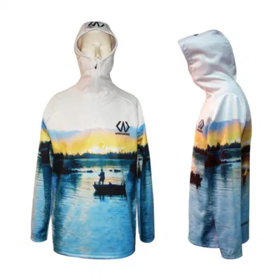 Hoodies de pesca para uso externo de manga comprida personalizados para homens, roupas de pesca por sublimação