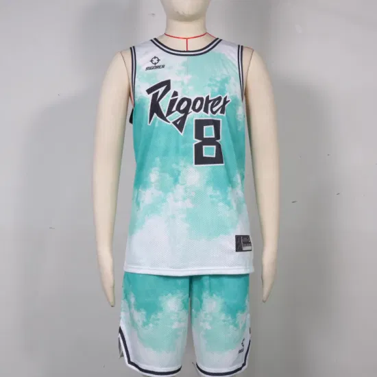 Camisa de basquete de sublimação Riogrer Desgaste esportivo com design personalizado para shorts masculinos de malha de poliéster